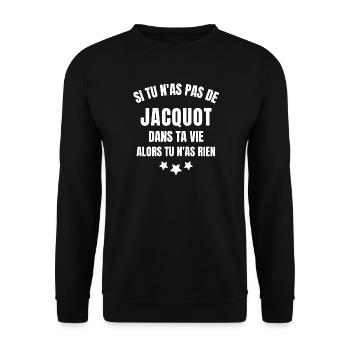Jacquot, prénom Jacquot, anniversaire Jacquot - Sweat-shirt Unisexe - noir - Devant - Alina (178cm) & Michal (187cm)