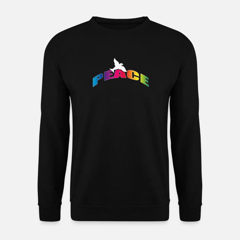 Peace mit Taube Regenbogenfarben - Unisex Pullover - Schwarz