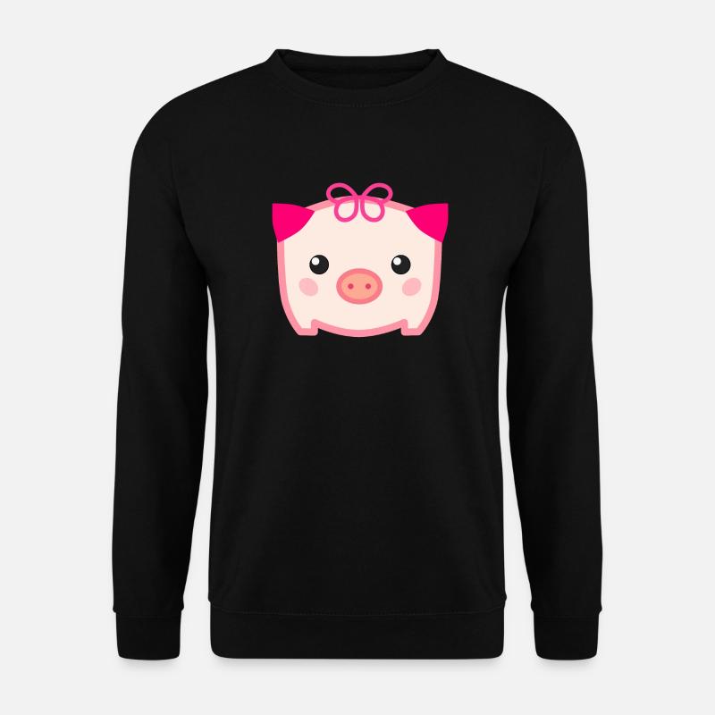 Niedliches Schwein Kawaii - Unisex Pullover - Schwarz