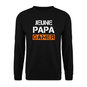 Jeune Papa Gamer - Sweat-shirt Unisexe - noir - Devant - Alina (178cm) & Michal (187cm)