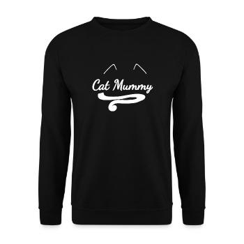 Cat Mummy, Ohren, tail, Stubentiger - Unisex Pullover - Schwarz - Vorne - Alina (178cm) & Michal (187cm)