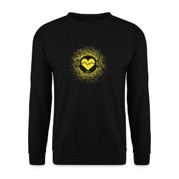 Heartbeat Herz Symbol auf Punkte HG - Unisex Pullover - Schwarz - Vorne - Alina (178cm) & Michal (187cm)