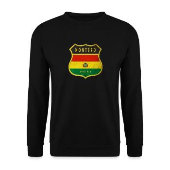 Montero Bolivia coat of arms design - Unisex Sweatshirt - black - Front - Alina (178cm) & Michal (187cm)