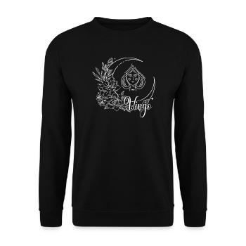 Mondbeschienene Blüte Himmlische Linie Kunst - Unisex Pullover - Schwarz - Vorne - Alina (178cm) & Michal (187cm)