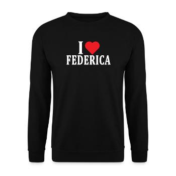 T-Shirt Ich liebe Federica T-Shirt Geschenkidee - Unisex Pullover - Schwarz - Vorne - Alina (178cm) & Michal (187cm)