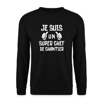 chantier, chef de chantier - Sweat-shirt Unisexe - noir - Devant - Alina (178cm) & Michal (187cm)