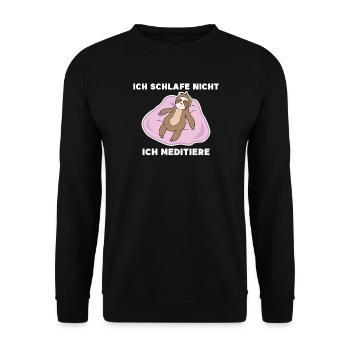 Schlafen Faul Statement Langschläfer Faultier Tier - Unisex Pullover - Schwarz - Vorne - Alina (178cm) & Michal (187cm)