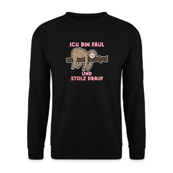 Chillen Schlafen Tier Statement Urwald Faultier - Unisex Pullover - Schwarz - Vorne - Alina (178cm) & Michal (187cm)