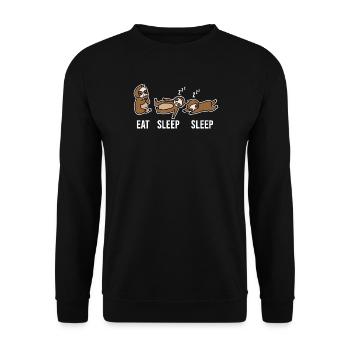 Relax Schlafen Faultier Spruch Dschungel Säugetier - Unisex Pullover - Schwarz - Vorne - Alina (178cm) & Michal (187cm)