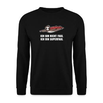 Faul Relax Faultier Chillen Spruch Zoo Säugetier - Unisex Pullover - Schwarz - Vorne - Alina (178cm) & Michal (187cm)