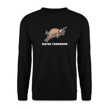 Faul Schlafen Tier Säugetier Statement Faultier - Unisex Pullover - Schwarz - Vorne - Alina (178cm) & Michal (187cm)