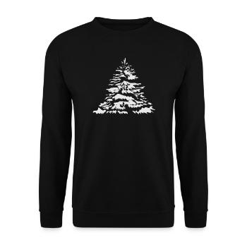 schneebedeckter Christbaum oder Tannenbaum - Unisex Pullover - Schwarz - Vorne - Alina (178cm) & Michal (187cm)