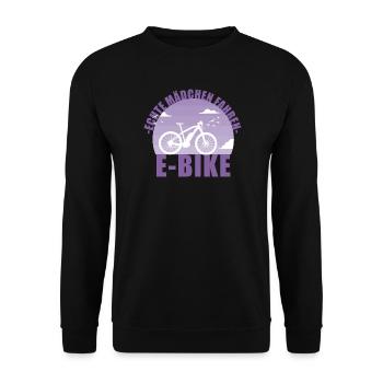 E-Bike Fahrrad E Bike Akku Geschenk - Unisex Pullover - Schwarz - Vorne - Alina (178cm) & Michal (187cm)