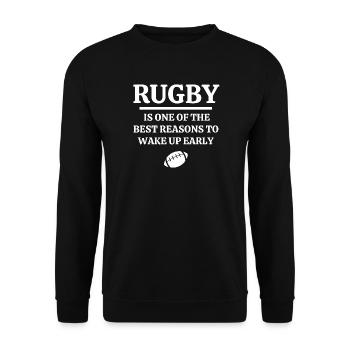 Rugby, Rugby-Sport, Rugby-Humor - Unisex Pullover - Schwarz - Vorne - Alina (178cm) & Michal (187cm)