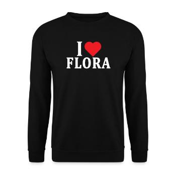 T-Shirt I love Flora T-Shirt Geschenkidee - Unisex Pullover - Schwarz - Vorne - Alina (178cm) & Michal (187cm)