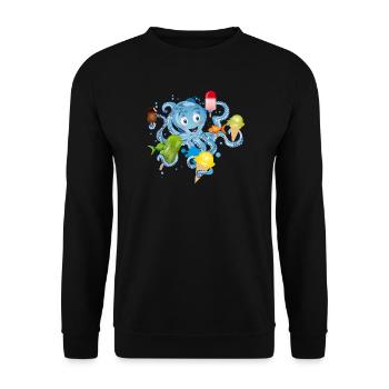 cool octopus with lots of ice cream under water - Unisex Sweatshirt - black - Front - Alina (178cm) & Michal (187cm)