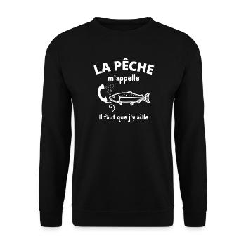 pêche, pêcheur, fan de pêche - Sweat-shirt Unisexe - noir - Devant - Alina (178cm) & Michal (187cm)