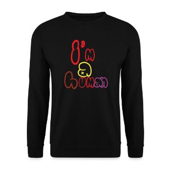 Ich bin ein Mensch - Unisex Pullover - Schwarz - Vorne - Alina (178cm) & Michal (187cm)