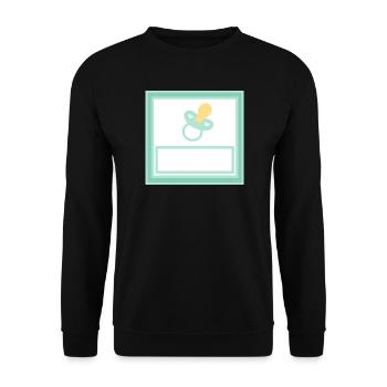 Baby Vorlage personalisieren selbst gestalten - Unisex Pullover - Schwarz - Vorne - Alina (178cm) & Michal (187cm)