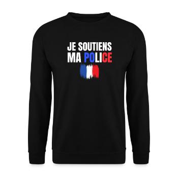 police, policier, gendarme - Sweat-shirt Unisexe - noir - Devant - Alina (178cm) & Michal (187cm)