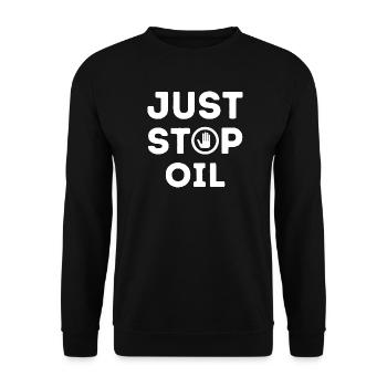 Öl einfach stoppen - Unisex Pullover - Schwarz - Vorne - Alina (178cm) & Michal (187cm)