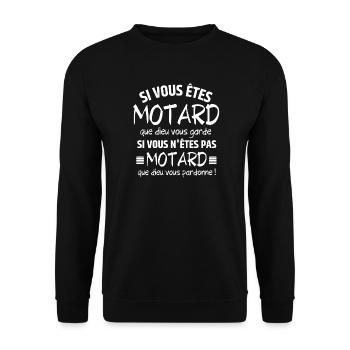 motard, fan de moto - Sweat-shirt Unisexe - noir - Devant - Alina (178cm) & Michal (187cm)