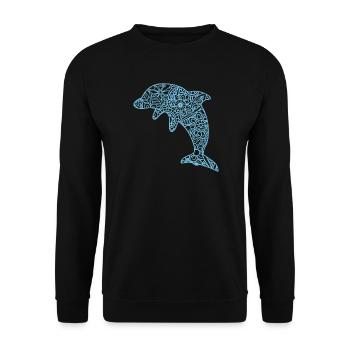 Dolphin T-Shirt Dauphin Dolphin Delfin Delfin Mandala - Unisex Pullover - Schwarz - Vorne - Alina (178cm) & Michal (187cm)