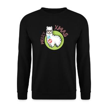 merry christmas alpaca symbol nature animals xmas - Unisex Sweatshirt - black - Front - Alina (178cm) & Michal (187cm)