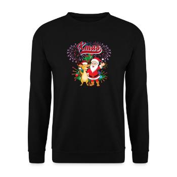 Motif Père Noël et renne - Sweat-shirt Unisexe - noir - Devant - Alina (178cm) & Michal (187cm)