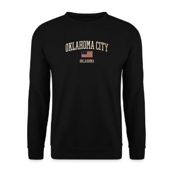 Oklahoma City Vintage Flag-Style - Unisex Pullover - Schwarz - Vorne - Alina (178cm) & Michal (187cm)