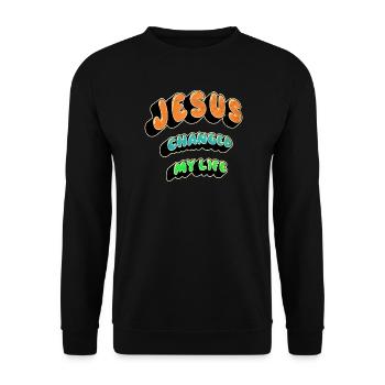 Jesus changed my life - Unisex Sweatshirt - black - Front - Alina (178cm) & Michal (187cm)