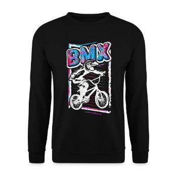 Retro Bmx Bicycle Rider - Vintage Bmx Wheel Grunge - Sweat-shirt Unisexe - noir - Devant - Alina (178cm) & Michal (187cm)