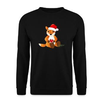 petit renard sucré avec un cœur pour Noël - Sweat-shirt Unisexe - noir - Devant - Alina (178cm) & Michal (187cm)