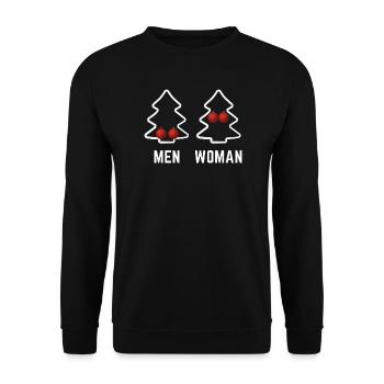 Weihnachten, Party, Weihnachtsbaum, Humor - Unisex Pullover - Schwarz - Vorne - Alina (178cm) & Michal (187cm)