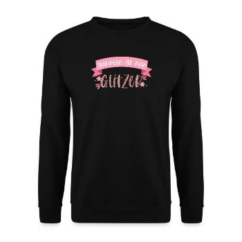 Trampolin ist mein Glitzer Springen Geschenk - Unisex Pullover - Schwarz - Vorne - Alina (178cm) & Michal (187cm)