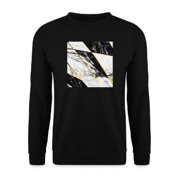 Marble Black White Gold Mosaic Geometric - Unisex Sweatshirt - black - Front - Alina (178cm) & Michal (187cm)