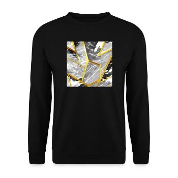 Marble Black and White Gold Texture - Unisex Sweatshirt - black - Front - Alina (178cm) & Michal (187cm)