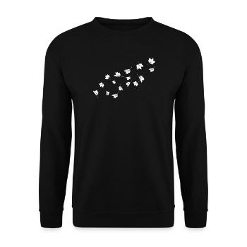 Des feuilles d’érable minimalistes soufflant dans le vent - Sweat-shirt Unisexe - noir - Devant - Alina (178cm) & Michal (187cm)
