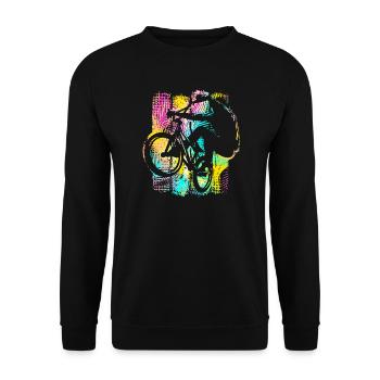 Buntes Bmx Bike - Bmx Fahrrad - Bmx Freestyle - Unisex Pullover - Schwarz - Vorne - Alina (178cm) & Michal (187cm)
