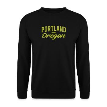 Portland Oregon Vintage Script - Unisex Sweatshirt - black - Front - Alina (178cm) & Michal (187cm)