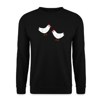 Chicken White White Chickens Hens Gift Farmers - Unisex Sweatshirt - black - Front - Alina (178cm) & Michal (187cm)