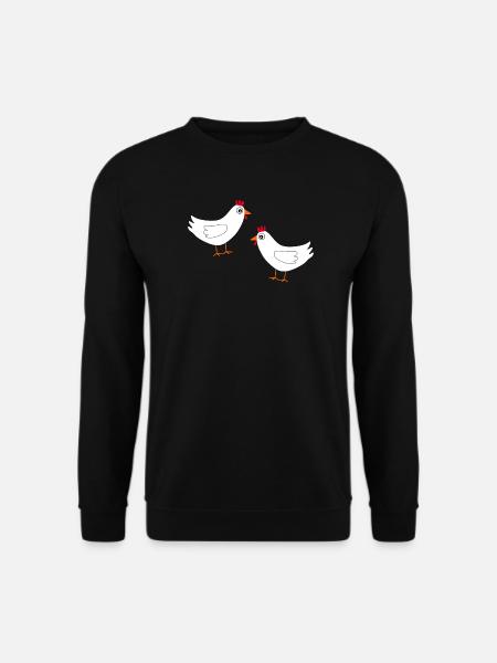 Huhn weiß weiße Hühner Hennen Geschenk Bauern - Unisex Pullover - Schwarz