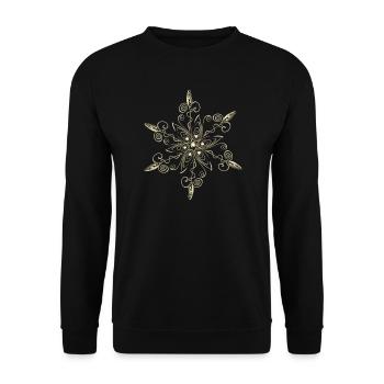 Schneeflocke Stern Eiskristall - Unisex Pullover - Schwarz - Vorne - Alina (178cm) & Michal (187cm)