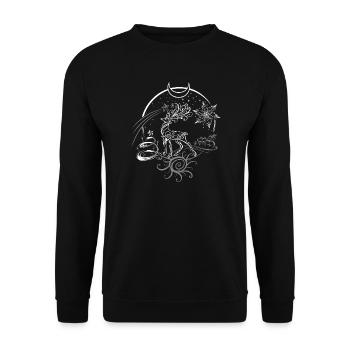 Hirsch Geweih Weihnachten Yule Nacht - Unisex Pullover - Schwarz - Vorne - Alina (178cm) & Michal (187cm)