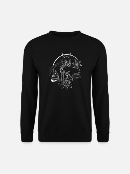 Hirsch Geweih Weihnachten Yule Nacht - Unisex Pullover - Schwarz