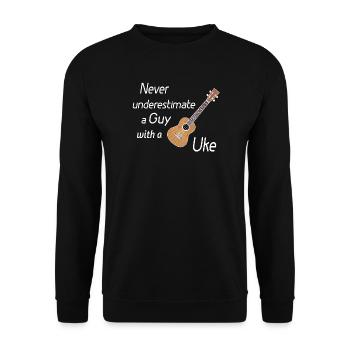 Ne sous-estimez jamais un gars avec un uke ! blanc - Sweat-shirt Unisexe - noir - Devant - Alina (178cm) & Michal (187cm)