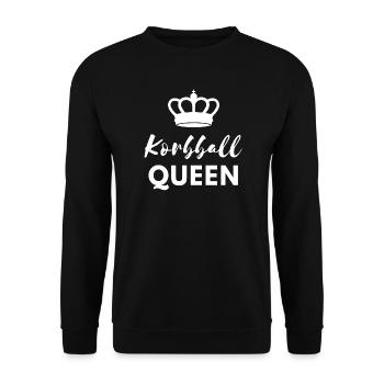 Korbball Queen weiße Schrift - Unisex Pullover - Schwarz - Vorne - Alina (178cm) & Michal (187cm)