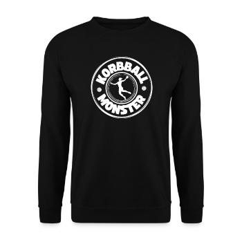 Korbball Monster (weiße Schrift) - Unisex Pullover - Schwarz - Vorne - Alina (178cm) & Michal (187cm)