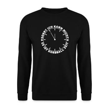 Sorry ich kann nicht - Es ist Korbball Zeit (weiß) - Unisex Pullover - Schwarz - Vorne - Alina (178cm) & Michal (187cm)