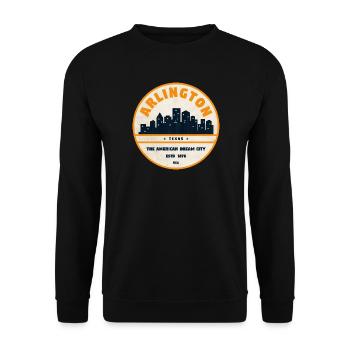 Arlington Skyline Retro Abzeichen - Unisex Pullover - Schwarz - Vorne - Alina (178cm) & Michal (187cm)